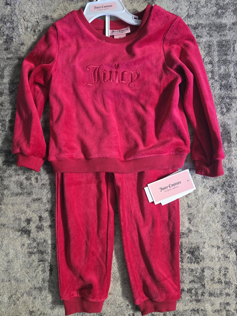 Juicy Couture Hot Pink Velour Kids Matching Set 3t NWT